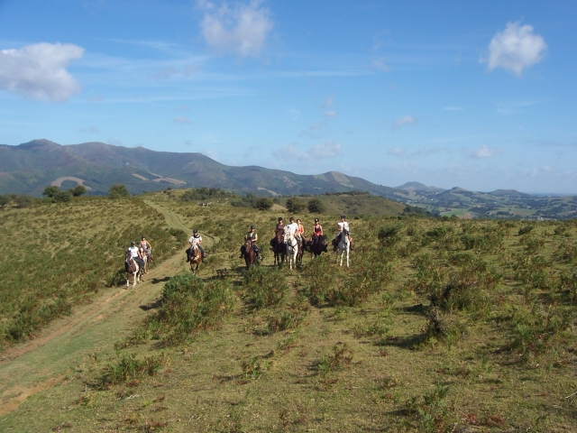 Randonnée à cheval en groupe