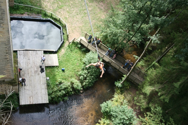  Bungee jumping with touch of water 