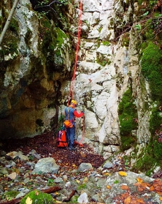 Ende eines Abseilabstiegs 
