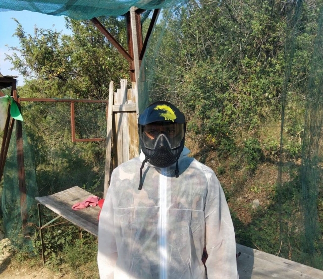 Paintball player hit