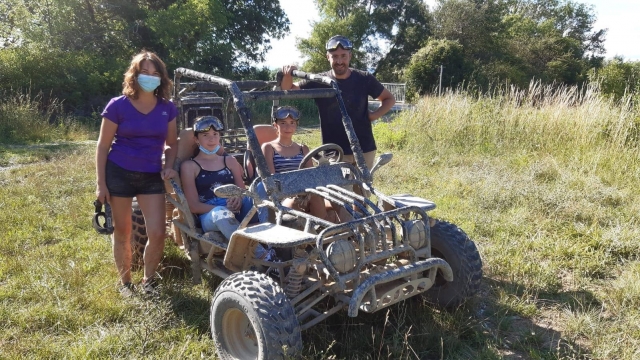 Family activity in a buggy