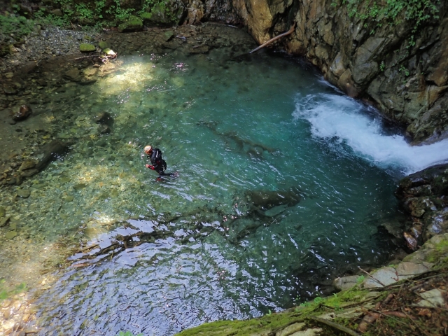 Swimming during canyoning