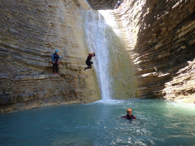 Jumping into the water