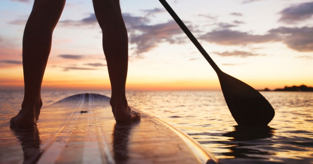  Paddle Surf in der Abenddämmerung 