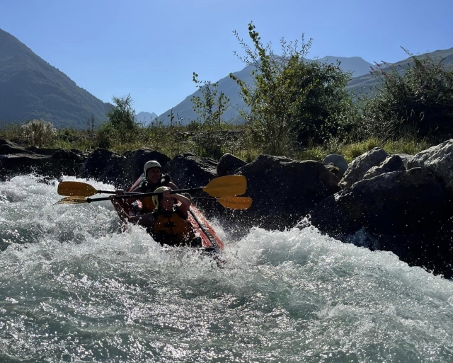  Excursion into the rapids in a hot dog canoe 