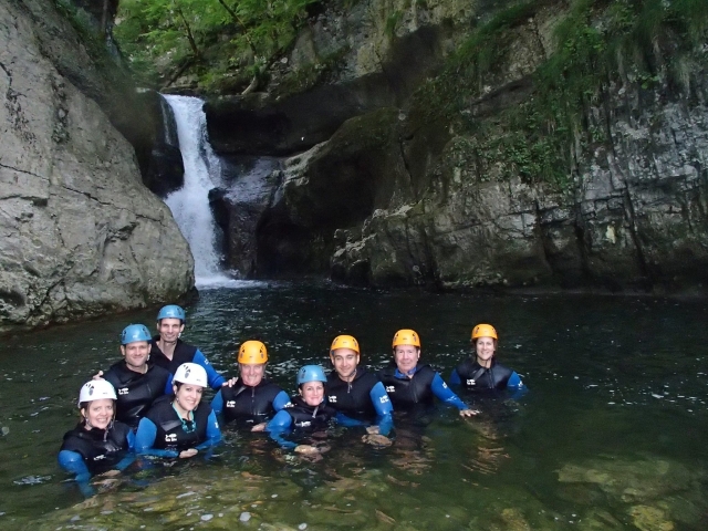  Group canyoning in the Jura 