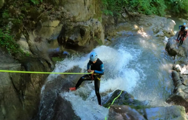  Canyon in the Ain, descent of a waterfall 