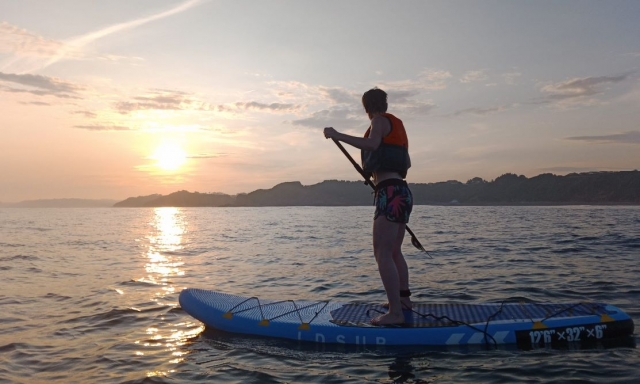 View of a sunset from our paddle 
