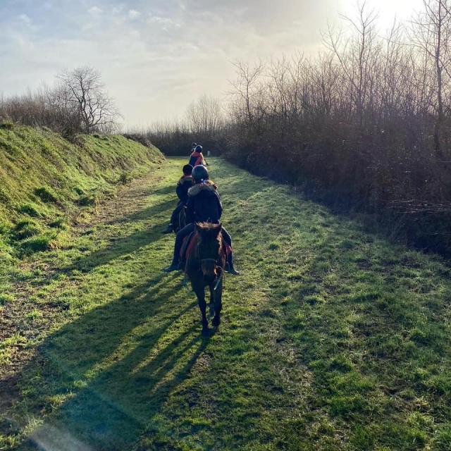 Carry out an equestrian activity in the countryside