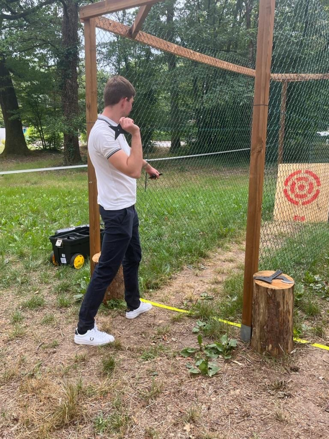  An ax thrower in action 
