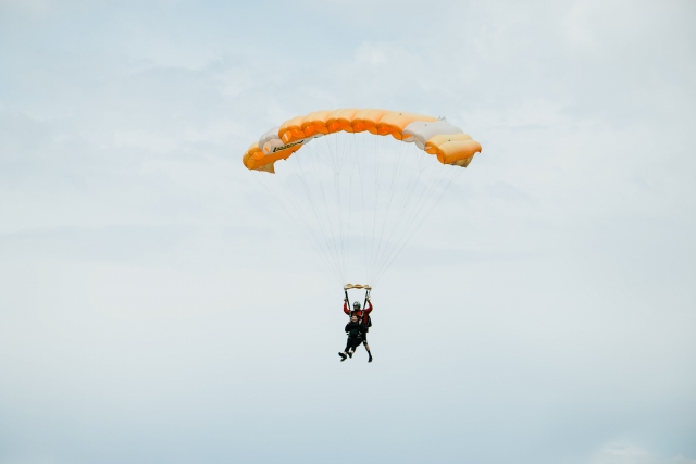 Tandem paragliding flight 