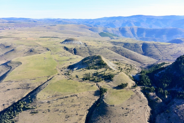 Paysage de Lozère depuis ciel