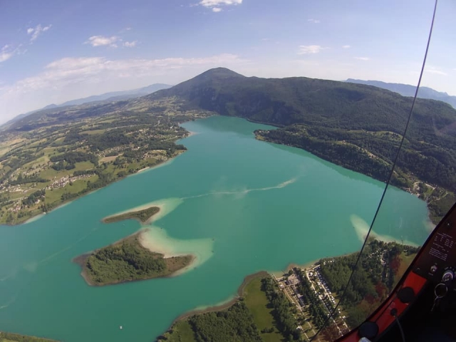 Flight over Lake Aiguebelette