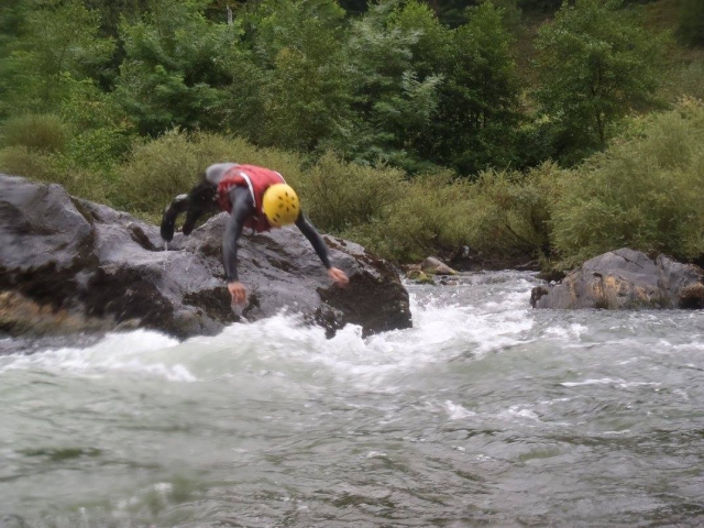  Jumping into the river 