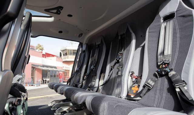 The interior of the helicopter 