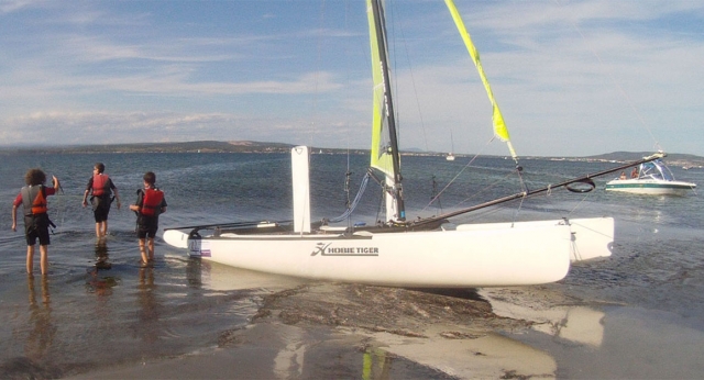  Catamaran at the water's edge 