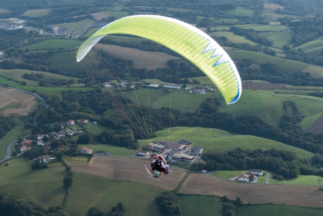  Flight in a paramotor with pilot 