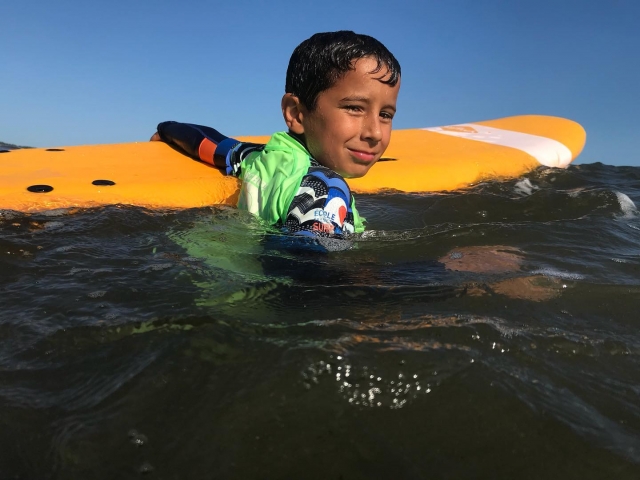  Resting on the surfboard 