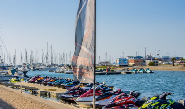  jet skis parked at the port of Cap d'Agde 