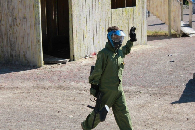 En pleine partie de paintball