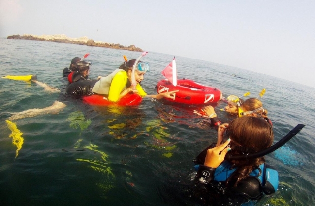 Ready for snorkeling. 