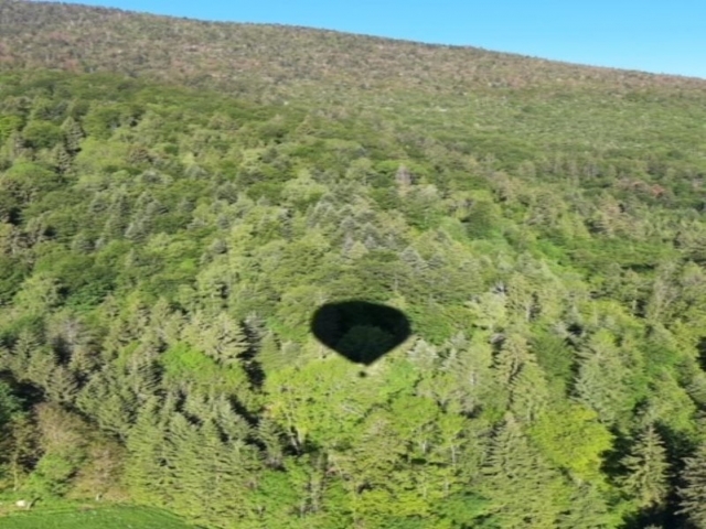  La sombra del globo aerostático visto desde el cielo. 