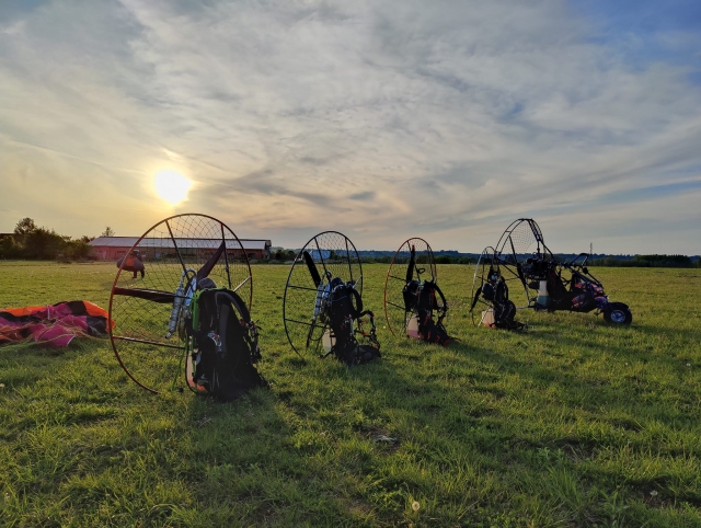Paramotor at daybreak 