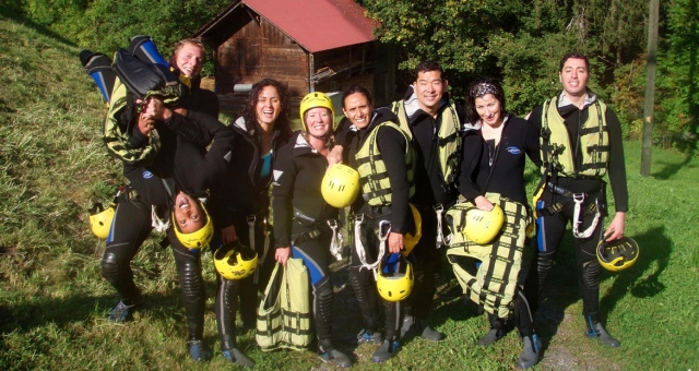  Start of the canyoning activity in the right mood 