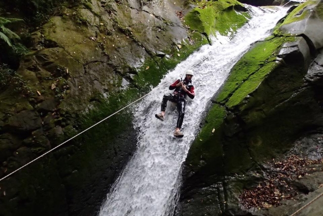  Abseiling during the canyoning activity 