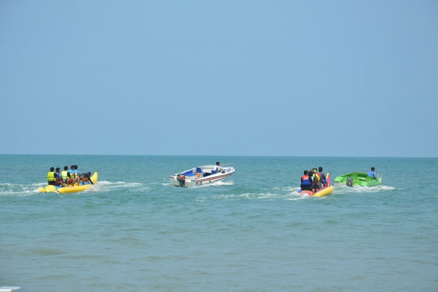  Boa trainata sulla spiaggia di Massane