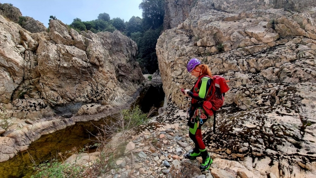 Short break during a via ferrata excursion 