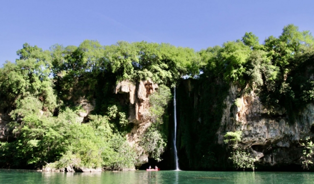  Sublime view of a waterfall from our kayak 