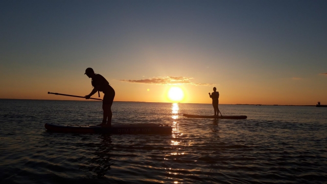 Sessione di pagaia al tramonto 