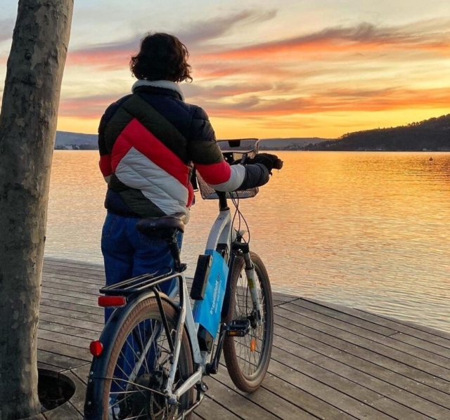  Admiration of the sunset after a mountain bike ride 