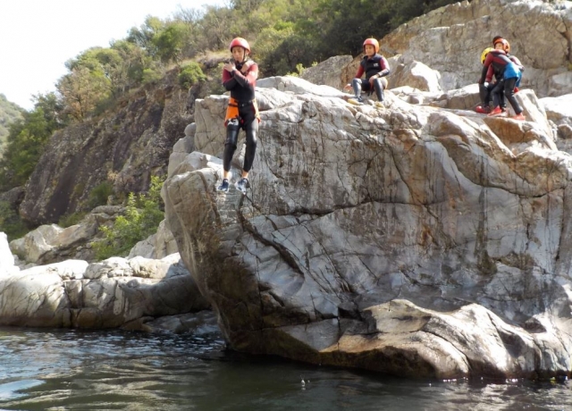  Abseiling during the canyoning session 