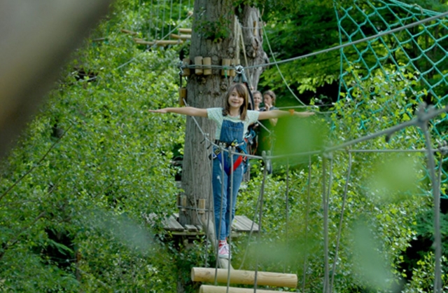  We offer various obstacles such as the monkey bridge in the tree climbing course for children 