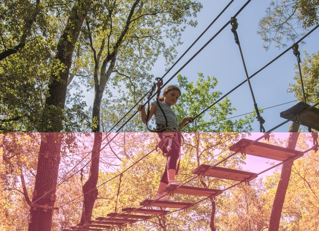 Cruzando el puente tibetano