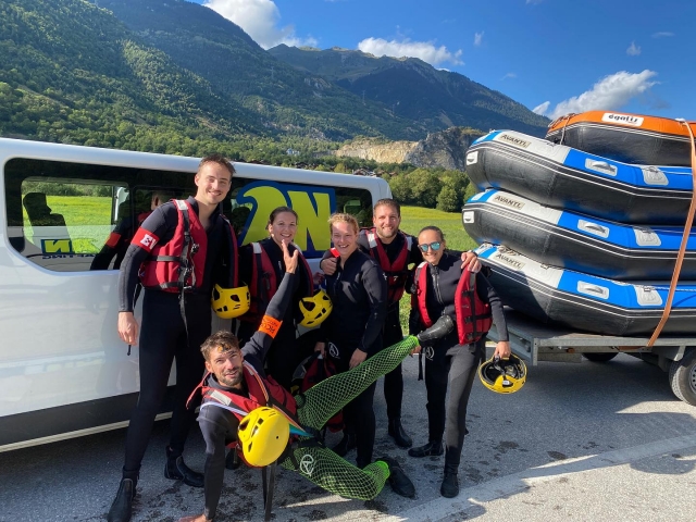  Rafts towed by our team 