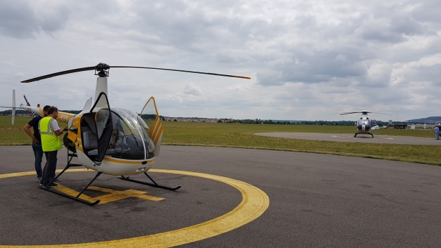Helicopter takeoff at Colmar aerodrome 