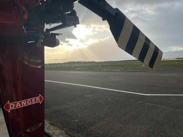  The helicopter sunbathing at the airfield