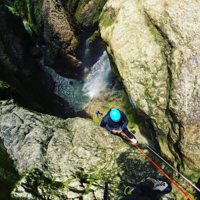  Rappelling down a crevasse 