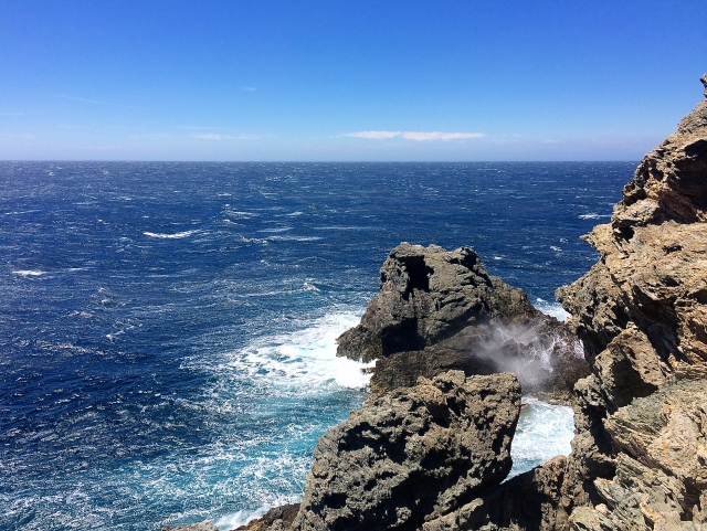  The waves crushing on the rocks of the Mediterranean coasts 