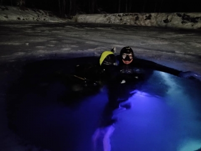 Plongée sous glace nocturne vers Mont Cenis -1H30