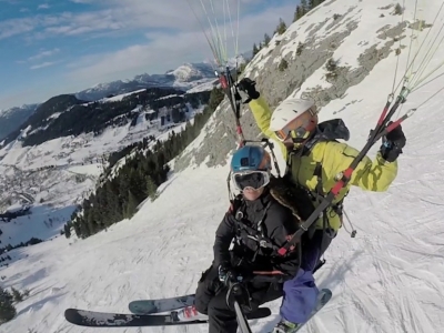 Tandem-Paragliding-Sprung am Massif du Balme - 20 Min